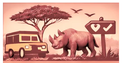 Safari vehicle observing wildlife from a respectful distance in Tanzania