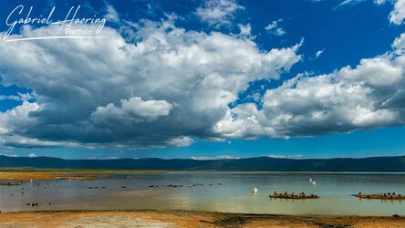 Ngorongoro Crater lake view in Ngorongoro Conservation area, Tanzania, photographed during a guided photographic safari.